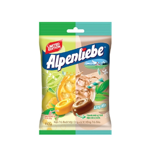 Kẹo Alpenliebe-kẹo trà bưởi mật ong & vị hồng trà sữa, gói (115.5g).