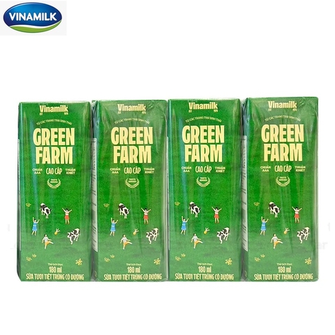 Sữa tươi tiệt trùng Green Farm, có đường-Vinamilk (180ml*4).