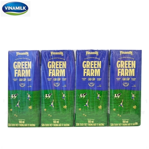 Sữa tươi tiệt trùng Green Farm, rất ít đường-Vinamilk (180ml*4).