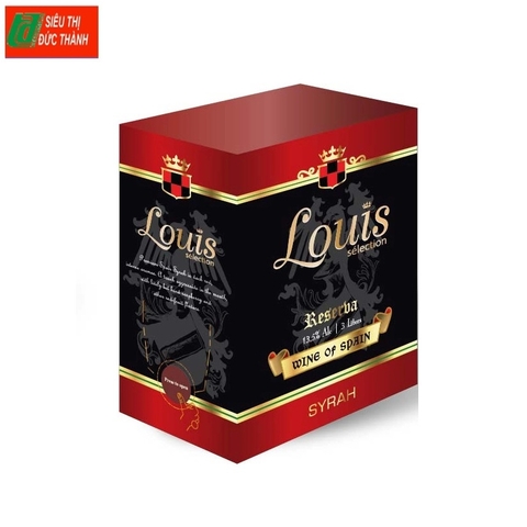 Rượu vang Louis Syrah-Tây Ban Nha, bịch (3lít, 13.5%). mới