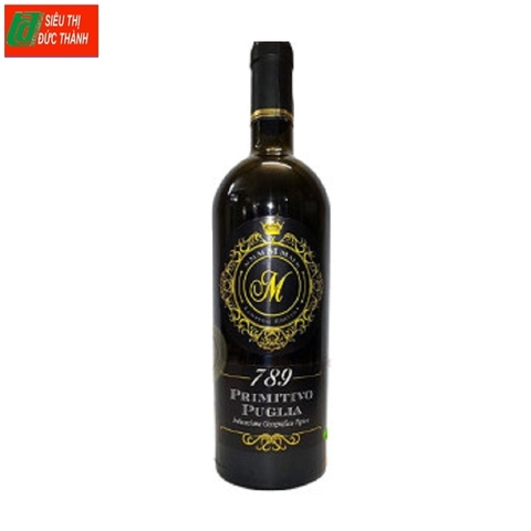 Rượu vang M 789 Primitivo Puglla-Ý, chai (750ml, 15%).