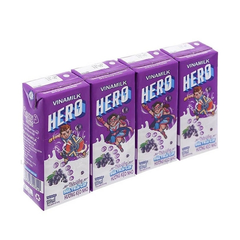 Thức uống sữa trái cây hương kẹo nho, Hero-Vinamilk (180ml*4).