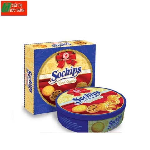 Bánh quy Sochipss, crackers & cookies-Hải Hà, hộp sắt (375g).