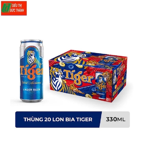 Bia Tiger xanh lon cao, thùng (20*330ml, 5%).
