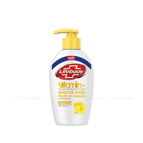 Nước rửa tay Lifebouy, công thức vitamin, chanh khử mùi, chai (180g/177ml).