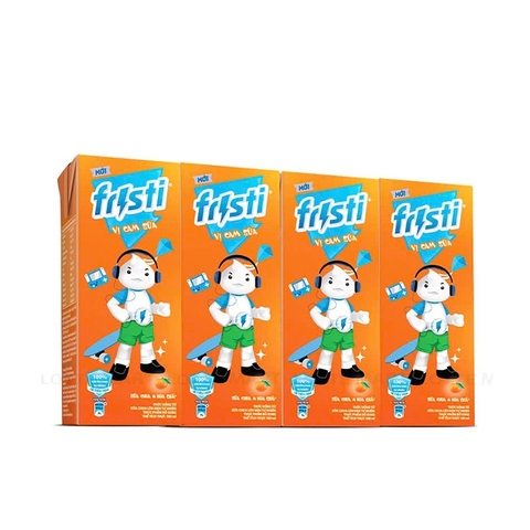 Sữa chua hoa quả, vị cam sữa-Fristi, vỉ (180ml*4hộp),