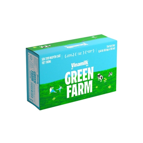 Sữa tươi tiệt trùng Green Farm, Vinamilk-không đường, thùng (12*4*180ml).