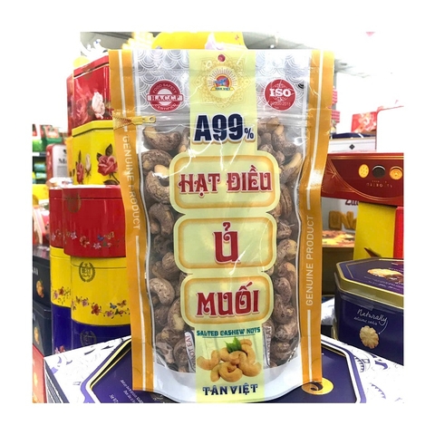 Hạt điều ủ muối A99-Tân Việt, túi zip (450g).