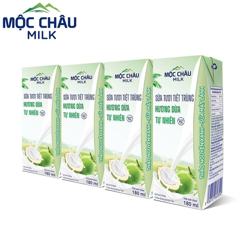 Sữa tươi tiệt trùng Mộc Châu, hương dừa (180ml*4hộp),