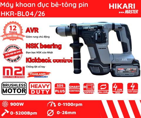 Máy khoan đục bê-tông pin Hikari HKR-04/26BL