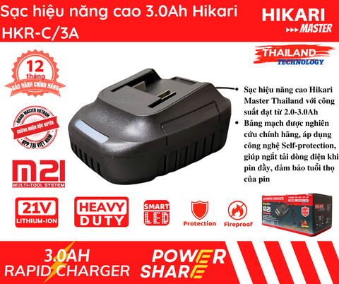 Sạc pin hiệu năng cao 3.0Ah Hikari HKR-C/3A