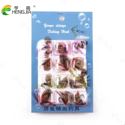 Set 12 Mồi Gắn Lông Vũ Và Cánh Bướm Siêu Xịn - BEE136
