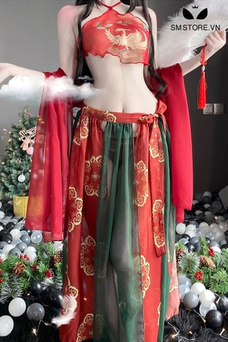 SMS083 - Cosplay mèo hồ ly với áo yếm hở lưng siêu mỏng xuyên thấu