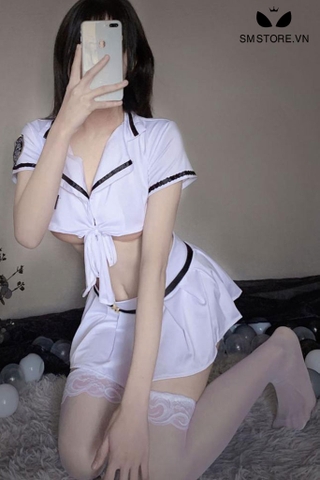 SMS139 - Cosplay nữ cảnh sát croptop buộc dây phối chân váy ngắn