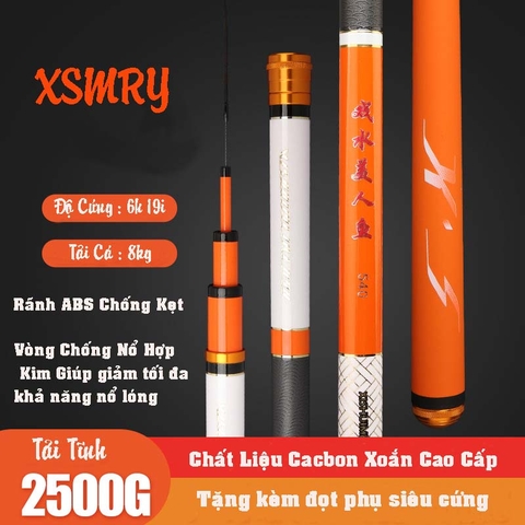 Cần câu tay Cacbon Xoắn Cao Cấp XSMRY ( tặng kèm đọt )