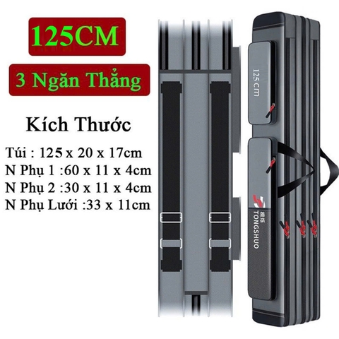 Bao Đựng Cần Vải 3 Ngăn Lớn Kèm 2 Ngăn Phụ, Có Quai Đeo  Size 125x20x17 cm