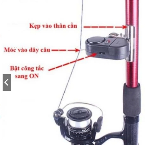 Chuông Báo Cá Điện Tử Cao Cấp Có Còi Hú, Sẵn Pin, Còi Hú khi cá ăn, đèn chớp đỏ