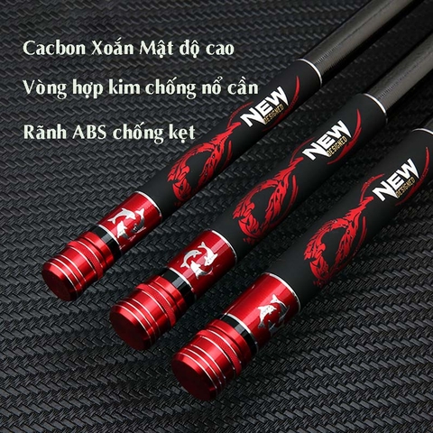 Cần câu tay Xích Long Cacbon Xoắn Cao Cấp Mật Độ Cao (L1 tặng kèm đọt )