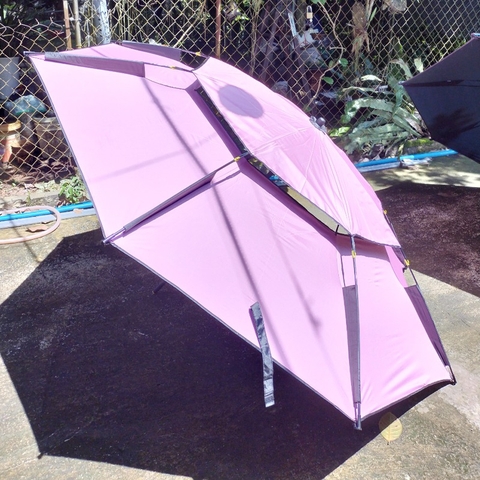 Dù Câu Cá 2 Tầng 2m4 Khung Hợp Kim Siêu Bền, Có Chân Neo Gió