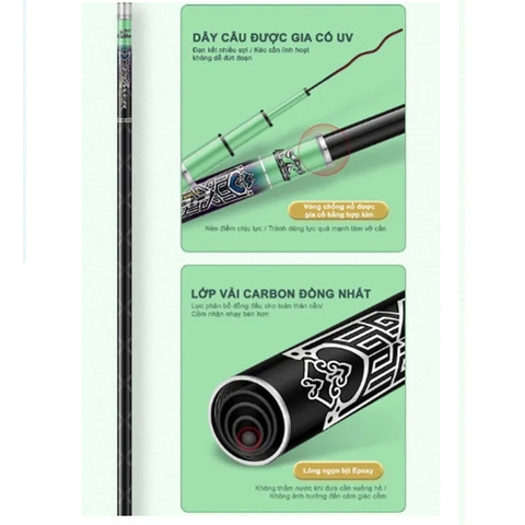 Cần câu Tay Thống Soái Thế Hệ 1 độ cứng 5h - 28i  ( Kèm Đọt Phụ Và Trục 3260 )- BH 1 Năm 1 Lóng Trừ Lóng Gốc