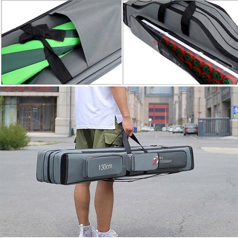 Bao Đựng Cần Vải 3 Ngăn Lớn Kèm 2 Ngăn Phụ, Có Quai Đeo  Size 125x20x17 cm