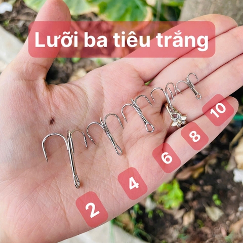 (Combo 5C ) Lưỡi Ba Tiêu Thép Trắng Sử dụng trong câu Lure cá Lóc, Chẽm...