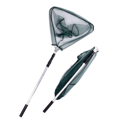 Bộ Vợt Cá Tam Giác Rút Gọn, Cán INOX, Tay Cầm Cao Su