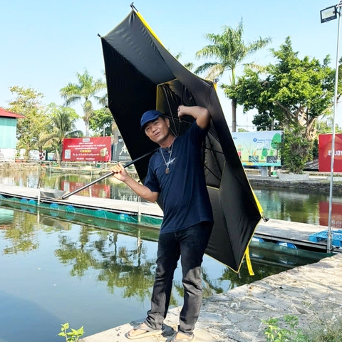 Dù Fun Fishing, Thanh Long Và Lưu Bị,  dù câu cá 2 tầng 2m4 Khung Hợp Kim Cao Cấp, Có Chân Neo Gió