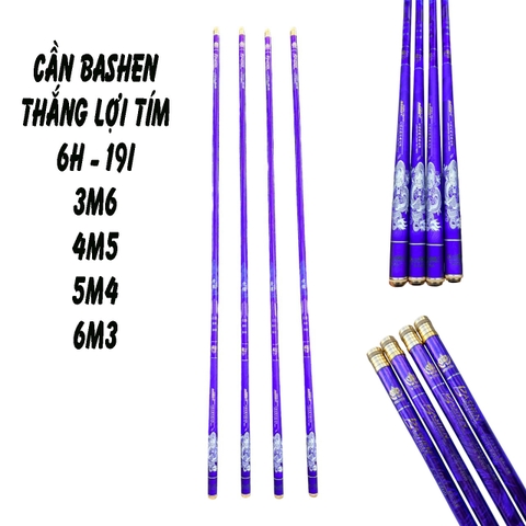 Cần câu tay BASHEN Thắng Lợi Tím 6h 19i( Tặng kèm đọt phụ và bộ trục 3260 )