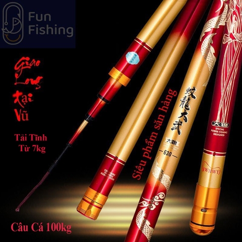 ( BH 2 Năm ) Cần Câu Săn Hàng Giao Long Đại Vũ Tải Cá 100kg ( Tặng kèm đọt phụ và bộ trục 3260 )
