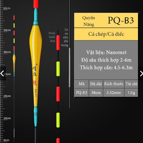 Phao hố đấu Quyền năng, phao câu đơn câu đài nhạy cá, chất liệu nanomet