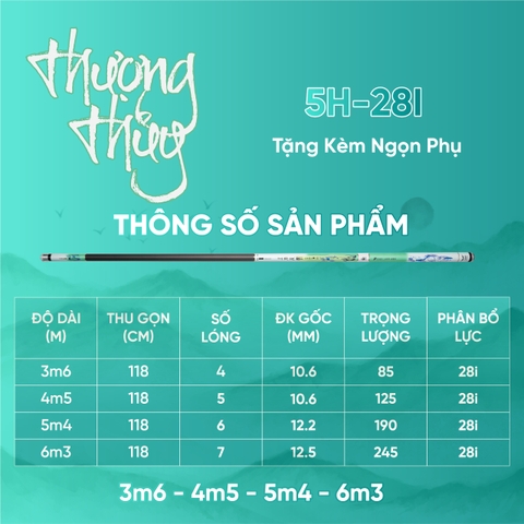 Cần Câu Tay Hương Thủy 5h 28i ( Tặng kèm đọt Rin)