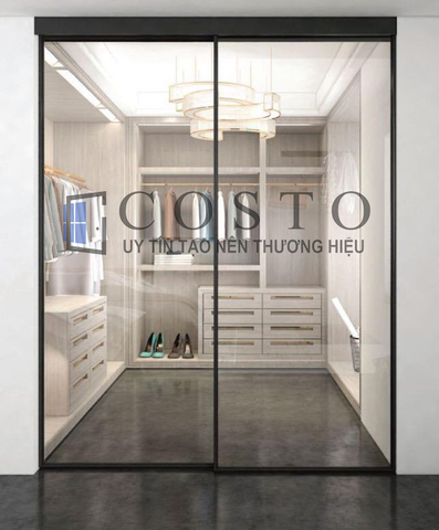 Cửa nhôm Slim mở trượt 2 cánh