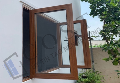 Cửa sổ mở quay màu Vân gỗ