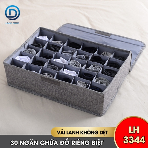 Hộp đựng đồ lót 30 ngăn có nắp đậy khóa kéo chống ẩm chống bụi LH-3344