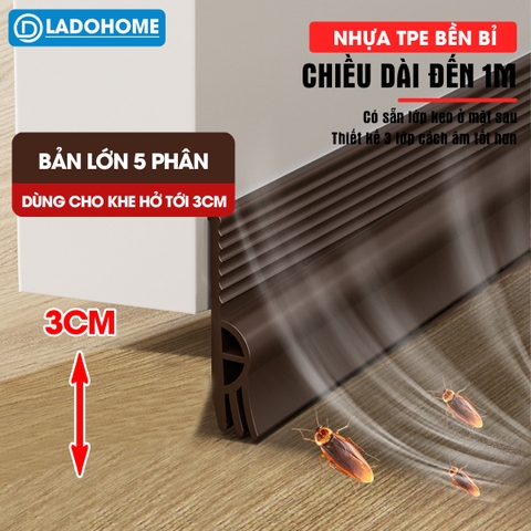 Ron chặn khe cửa dán một bên phiên bản nâng cấp 3 lớp giúp ngăn bụi gió và cách âm, tích hợp sẵn keo dán dể dàng lắp đặt