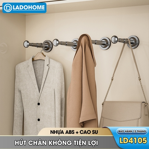 Giá treo móc quần áo hút chân không LD-4105, có thể kéo dài hoặc thu gọn dùng đê trên móc quần áo rất tiện và dễ lắp đặt