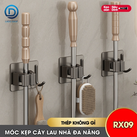Móc kẹp cây lau nhà treo tường thép không rỉ RX09