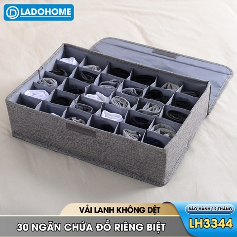 Hộp đựng đồ lót 30 ngăn có nắp đậy khóa kéo chống ẩm chống bụi LH-3344