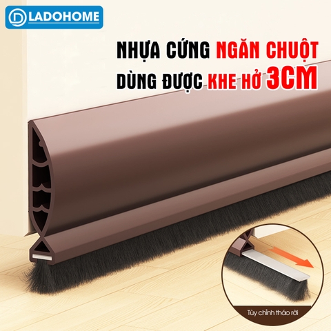Thanh nệp cứng chặn chân cửa nhựa PVC dùng cho khe hở lớn tới 3cm, giúp ngăn gió bụi, con trùng, cách âm cách nhiệt