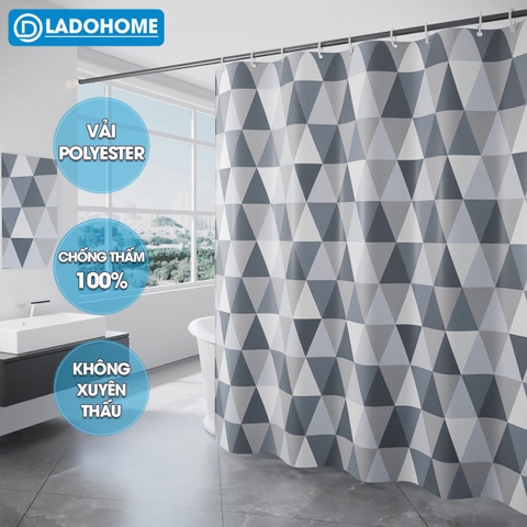 Rèm treo nhà tắm họa tiết kim cương, rèm Poliester không thấm nước, rèm treo khách sạn, chung cư, nhà trọ