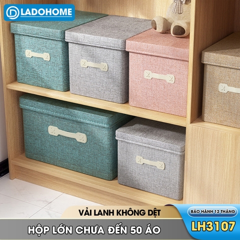 Hộp đựng đồ đa năng, quần áo chăn mền có nắp đậy LH-3107, vải lanh không dệt chất lượng cao, chống ẩm mốc, nhiều size