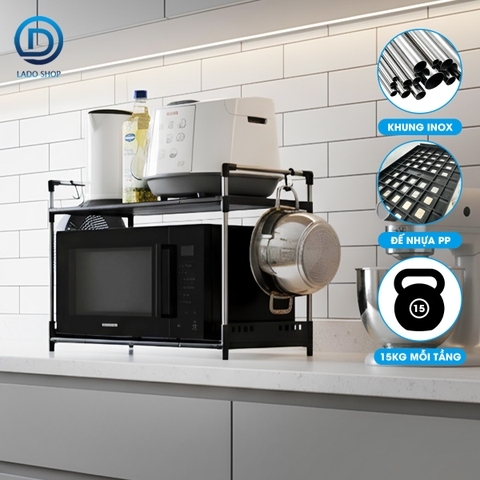 Kệ nhà bếp, kệ để đồ gia dụng nồi cơm điện, lò vi sóng, nồi chiên không dầu LD-3642, khung inox không rỉ chịu tải lớn
