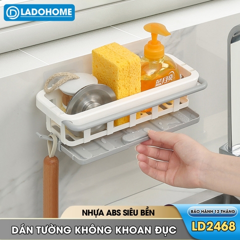 Kệ để dụng cụ rửa chén, giá để nước rửa chén bát treo tường có khay hứng nước LD-2468