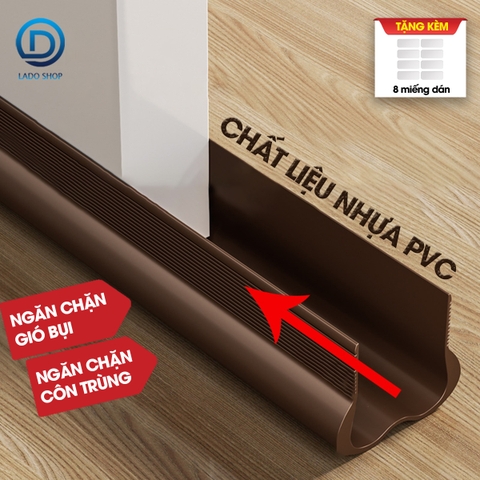 Thanh chèn chân cửa ngăn gió bụi côn trùng nhựa PVC D1949, dùng được cho cửa mở quay có độ dày 3-5cm, khe hở không quá 2cm