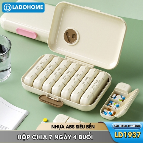 Hộp chia thuốc JW2728 có ron su chống ẩm, hộp chia 7 ngày 4 buổi sáng trưa chiều tối