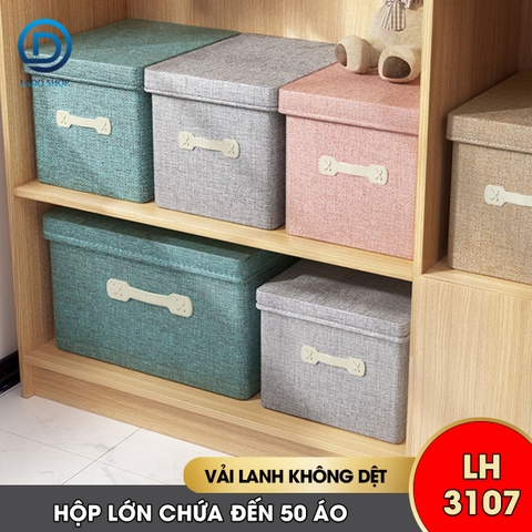 Hộp đựng đồ đa năng, quần áo chăn mền có nắp đậy LH-3107, vải lanh không dệt chất lượng cao, chống ẩm mốc, nhiều size