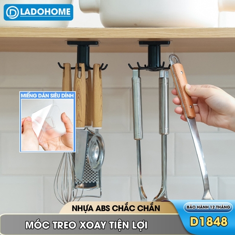 Móc xoay treo muỗng thìa nhà bếp, móc treo bếp, móc dán tường D1848