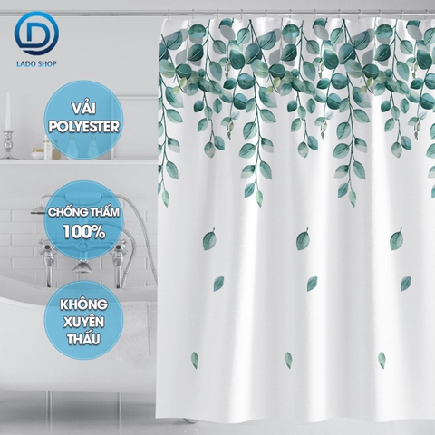 Rèm nhà tắm Poliester hoạt tiết Lá Rủ, chất liệu cao cấp không thấm nước, rèm lắp cho gia đình chung cư, khách sạn,...