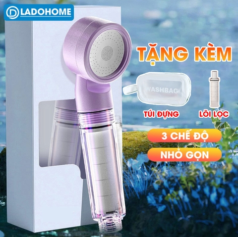 Vòi tắm hoa sen di động, vòi sen du lịch, vòi sen cầm tay có lõi lọc kèm túi đựng tiện lợi LD-9015